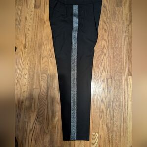 Reiss Black Jay Pleat Front dress trousers with Silver Side Stripe US4 fit US6